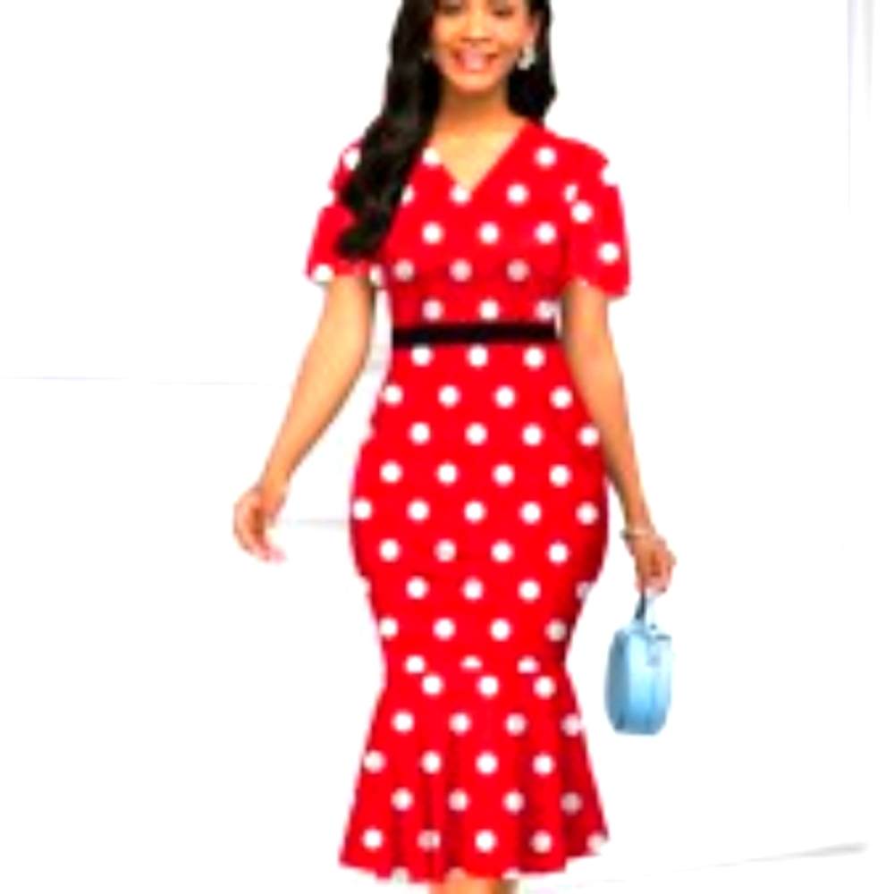Red and white polka dot Dress